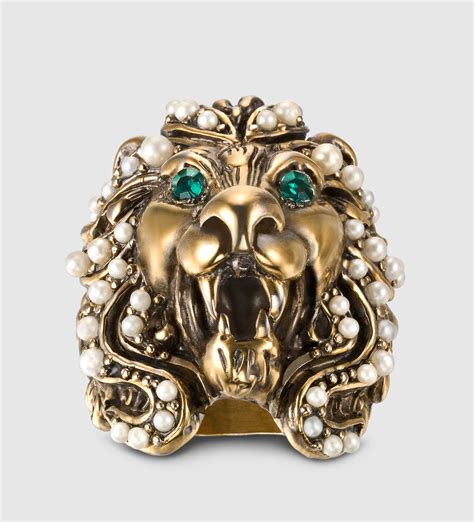 gucci lion head pendant necklace|lion ring Gucci.